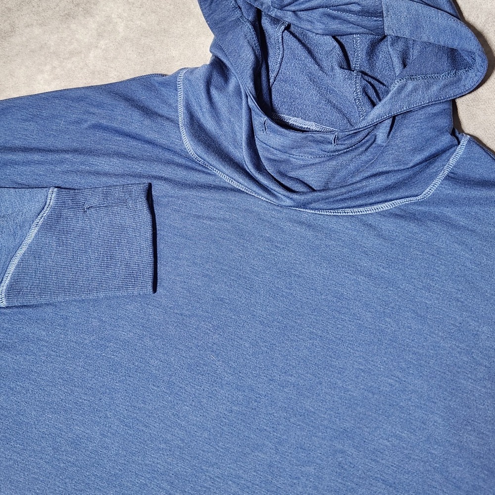 women's KUHL Rhea cowl neck Hoodie Blue pullover Terry thumbholes stretch sz XL - Picture 1 of 8